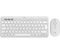 Logitech Pebble 2 Combo, bezvadu tastatūra un pele, klusa un mobila, pielāgojama, Logi Bolt, Bluetooth, viegli pārslēdzama Windows, macOS, iPadOS, Chrome - vācu QWERTZ izkārtojums, balta