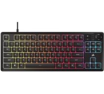 Corsair K55 Core TKL RGB spēļu tastatūra - bez taustiņiem, 8 zonu RGB, klusas membrānas taustiņi, hermētiska, multivides taustiņi, 1000 Hz aptauja - UK izkārtojums - melna