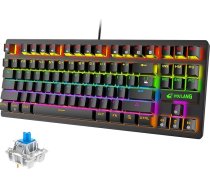Spēļu tastatūra USB mehāniskā tastatūra RGB Rainbow LED ar aizmugurējo apgaismojumu 87 taustiņi ar pilnu Anti-Ghosting apgaismojumu spēlētājiem un rakstītājiem PS3 PS4 PS6 datoram Mac (melna)