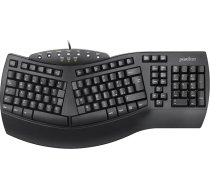 Perixx PERIBOARD-512 Ergonomiska dalīta USB tastatūra ar 7 multimediju taustiņiem un integrētu plaukstas balstu Itāļu QWERTY tastatūra melna