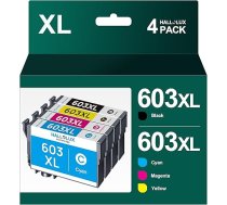 603XL kasetnes, kas saderīgas ar 603 603 XL Epson printeru kasetnēm Epson Expression Home XP-3100 XP-4100 XP-4105 XP-2100 XP-2105 XP-3105 Workforce WF-2830 WF-2850 WF-2810 WF-2810 WF-2835, iepakojumā 4 gab.