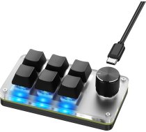 SinLoon Mini Macro programmējama tastatūra USB Mini 6 taustiņi 1 taustiņš Mehāniskā OSU spēļu tastatūra RGB DIY daudzfunkcionāla tastatūra, saderīga ar Mac OS Windows (melna)