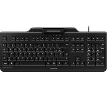 Cherry KC 1000 SC, inteliģentā drošības tastatūra ar USB un karšu lasītāju, QWERTY tastatūras spāņu izkārtojums, melna