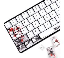 MOLGRIA taustiņu vāciņu komplekts mehāniskām spēļu klaviatūrām, pielāgotas PBT OEM profila taustiņu vāciņi japāņu stilā Cherry MX 71/61, 60% tastatūrai (Plum Blossom)