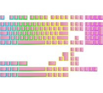 Ranked Pudding v2 PBT taustiņu vāciņi | 145 Double Shot Translucent ANSI US un ISO izkārtojums | OEM profils RGB mehāniskajai spēļu tastatūrai (rozā)