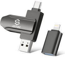 Pilna dublējuma USB zibatmiņas karte visām ierīcēm 128 GB (iPhone + Android + PC + Mac) 3 in 1 Automātiska datu dublēšana USB zibatmiņas karte iPhone zibatmiņas diskā Foto zibatmiņas karte fotogrāfijām un video, mākoņa alternatīvas