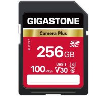 GIGASTONE 256GB SDXC atmiņas karte - Camera Plus - līdz 100MB/s - Canon Olympus digitālajām kamerām, 4K UHD video ierakstīšanai UHS-I U3 V30 Class 10 - ar 1 mini futrālīti