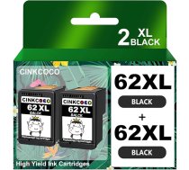 62XL daudzpaku tintes kasetnes 62XL daudzpaku tintes kasetnes, kas saderīgas ar HP 62 printeru kasetnēm priekš Envy 5540 5544 5545 5548 5640 5646 7640 OfficeJet 200 5740 5742 5744 (2 melnas)