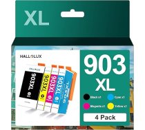903XL 903 XL multipakete, kas ir saderīga ar HP 903 XL 903XL 903XL printeru kasetnēm Officejet 6950 6960 Officejet Pro 6970 6960 printerim (iepakojumā 4 gabali: 1 melns, 1 ciāns, 1 dzeltens, 1 purpursarkans, 1 dzeltens)