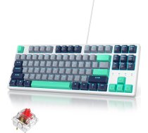 SOLIDEE Tragbare 80% mehāniskā spēļu tastatūra,87 Tasten kompakte RGB LED-Hintergrundbeleleuchtung,kabelgebundene Tastatur mit USB Kabel,mit linearem roten Schalter(87 Hammerhead Shark)