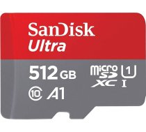 SanDisk Ultra 512GB Microsdxc atmiņas karte + adapteris līdz 100 MB/s, 10. klase, U1, A1