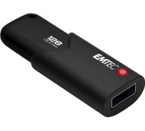 Emtec B120 128GB USB zibatmiņas disks Click Secure USB 3.2 (3.0) lasīšanas ātrums līdz 100MB/s ar AES260 programmatūru - melns