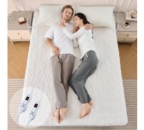 Bearhug Sherpa elektriskā sega 2 personām, 135 x 190 cm, balta, 200 g/m², ultra mīksta, 45 cm dziļuma, 2 zonas, 10 līmeņi + taimeris, 12 stundas, CE drošības sertifikāts, mazgājama