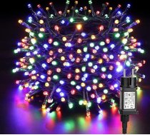 BrizLabs Ziemassvētku gaismas virtene, āra lietošanai, 50 m, 500 LED Daudzkrāsaina gaismas virtene, iekštelpu lietošanai, ar barošanas avotu, 8 režīmi, ūdensizturīga, taimeris, apgaismojums iekštelpām, āra lietošanai, ballītēm, kāzām, e
