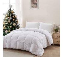 ACCURATEX Premium sega 135 x 200 cm, 450 GSM pūkaina 0,9D mikrofibras pildījums, īpaši mīksta un elpojoša, ziemas sega, piemērota alerģijām (Oeko-Tex) ar stūru siksnām, mazgājama veļas mašīnā, balta