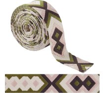GORGECRAFT 4,6 m dimanta lenta 4,8 cm dimanta raksts izšūta austi apmale etniska žakarda siksna somas siksna jostas somām apģērbu izrotāšana šūšana rokdarbi dāvanu iesaiņošana tumša
