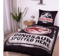 Jurassic World 2-daļu gultas veļas komplekts ar dinozauru T-Rex motīvu Dino - sega 135 x 200 cm un spilvendrāna 80 x 80 cm ar rāvējslēdzēju - mikrošķiedra, mazgājama veļas mašīnā, Oeko-Tex sertificēta