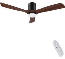 Koka griestu ventilators ar apgaismojumu, regulējams LED 24 W, kluss DC motors 38 W, 132 cm Koka griestu ventilators ar apgaismojumu, tālvadības pults ar atmiņas funkciju, 6 ātrumi, 1/3/6H taimeris