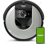 iRobot Roomba i7 (i7156) robotizēts putekļsūcējs, 3 posmu tīrīšanas sistēma, viedā telpu reģistrēšana, tīrīšanas grafiks, 2 daudzfunkcionālas apakšējās birstes, WLAN lietotne putekļsūcējam, robots dzīvnieku matu savākšanai, mazgā