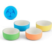 Elk and Friends bērnu porcelāna bļodas ar silikona piesūcekni mazuļu barošanai, piemērotas mikroviļņu krāsnīm un trauku mazgājamajām mašīnām, neslīdošas, piemērotas putrām, zupām, uzkodām un vakariņām.