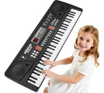 Bērnu klaviatūras klavieres ar 61 taustiņu, pārnēsājamas klavieres ar mikrofonu, mūzikas statīvs, mūzikas rotaļlieta no 3 4 5 6 7 8 9 gadu vecuma iesācējiem zēniem un meitenēm