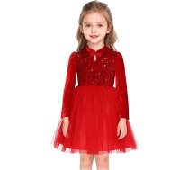 Ziemassvētku kleita jaundzimušajām meitenēm Kristības kleita svinībām Ziemassvētki Jaunais gads Eleganta ar spīdumu Acīm piesaistoša kleita Princeses stils