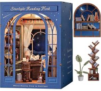 DolphinIsle grāmatu stūrīša komplekti pieaugušajiem, DIY grāmatu plauktu dekorēšana 3D koka puzle Starlight lasīšanas stūrītis ar mirdzošu zvaigžņotu debesi