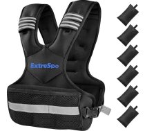 Regulējama svara veste sievietēm un vīriešiem, 4-10 lb/11-20 lb svara veste ar 6 dzelzs svariem, ķermeņa svara veste vingrojumu komplekts ar atstarojošu lenti spēka treniņiem un vingrošanai