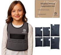 Touch & Co. bērnu svara veste – pilnībā regulējama sensorā kompresijas veste bērniem – komplektā ietilpst 2 lb noņemami svari – elpojoša, mazgājama, bez smaržas neoprēna veste