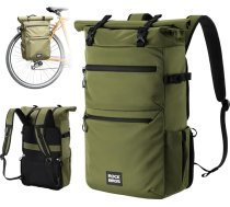 ROCKBROS 3-in-1 velosoma bagāžniekam, tilpums 11–16 l, daudzfunkcionāla velosoma kā bagāžnieka soma, mugursoma, plecu soma ar nodalījumu klēpjdatoram, zaļa