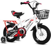 MU kalnu velosipēds bērniem, zēniem, meitenēm, sportisks velosipēds ar stabilizatoriem un grozu, augstas oglekļa tērauda bērnu velosipēds 2–12 gadus veciem bērniem, balts, 1,16 collas