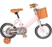 Meiteņu bērnu velosipēds, 12 collu velosipēds ar grozu un stabilizatoriem, līdzsvara un pedāļu apmācības velosipēds 2–5 gadu vecumam, rozā krāsā