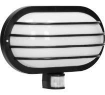 LASO, dārza gaismeklis ar 180° kustības sensoru, 1x15W, E27, IP44, plastmasas, melns