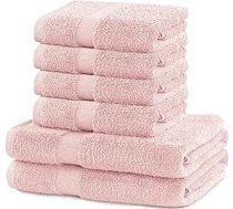 DecoKing 6 kokvilnas kvalitātes 525 g/m² komplekts 4 roku dvieļi 50 x 100 cm un 2 vannas dvieļi 70 x 140 cm, gaiši rozā krāsā, absorbējoši Marina