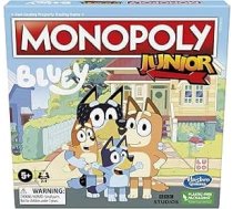 Hasbro Gaming Monopoly Junior: Spēle bērniem no 5 gadu vecuma, spēlējiet kā Bluey, Bingo, mamma un tētis, ar animācijas seriāla mākslas darbiem (Amazon Exclusive).