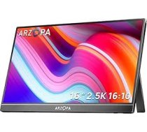 ARZOPA 2.5K portatīvais monitors, 16 collu 2560 x 1600 HDR 500nits 8bit QHD USB-C HDMI portatīvo datoru monitors, 16:10 IPS Eye Protection ārējais otrais ekrāns Mac PC tālrunim PS4/5 Xbox Switch (Z1RC)