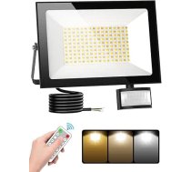 100 W LED prožektors ar kustības sensoru, 3000 K/4500 K/6500 K LED āra apgaismojums ar tālvadības pulti, īpaši spilgts 10000 LM LED āra prožektors, IP66 ūdensizturīgs LED lukturis