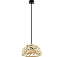 EGLO Claverdon piekaramais gaismeklis, 1 spuldzes piekaramais gaismeklis, vintage, dabīgs, boho, hygge, piekaramais gaismeklis, izgatavots no tērauda, koka melnā krāsā, dabīgās krāsās, ēdamgaldiņa galda lampa, viesistabas lampa ar E27