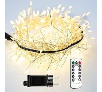 50 ft ugunspukuru virtenes Lights 500 LED silti balts plug-in sudraba stieples LED klastera pasaku gaismas lietošanai iekštelpās ar tālvadības pulti Ziemassvētku eglītei, augiem, guļamistabai, dārzam