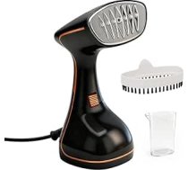 Tvaika tvaicētājs 1640 W, 320 ml tvaicētāja ūdens tvertne, tvaika birste grumbu likvidēšanai, 25 sekunžu sildīšanas laiks, 18 minūšu tvaicēšana, rokas tvaika gludeklis, piemērots mājām, birojam, ceļojumiem (melns)