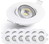 EMOS LED iebūvēts starmešu apgaismojums 230 V 5 W / 450 lm 50° pagriežams LED griestu apgaismojums neitrāli balts 4000 K 12 griestu starmešu komplekts lietošanai iekštelpās īpaši plakana apaļa krāsa balta