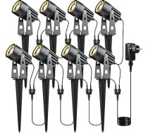 8 LED dārza apgaismojums Silti balta COB LED dārza apgaismojums ar zemes smaili Alumīnija dārza lampas āra dārza zālienam 12 V 24 W IP65 Ūdensizturīgs ar jaudu