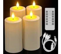 Yme LED sveces uzlādējamas ar tālvadības pulti, elektriskās uzlādējamas pīlāru sveces mirgojošas sveces ar taimeri mājas istabai ārā ūdensizturīgs laternu Halloween ballīšu dekorēšanai Ziemassvētku komplekts