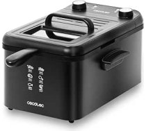 Cecotec CleanFry Infinity 3000 Black Fritteuse. 3 L Fassungsvermögen, Temperatur bis zu 190 ºC, 30 Min. Timer, Spülmaschinengeeigneter glasierter Innentopf, OilCleaner Filter, 2400 W.