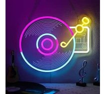 YuanDian Record Player neona zīme, dimmable mūzikas LED gaismas zīme, USB darbināms guļamistabai, bārs, klubs, mūzikas studija, sienas apdare, dzimšanas dienas svinības dāvanas mūzikas mīļotājiem