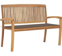 vidaXL Tīkoka masīva dārza sols ar spilvenu Saliekams koka sols Dārza mēbeles Dārza mēbeles Parka sols Terases sols Tīkoka sols Balkona sols 128,5 cm