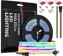 WS2814 RGBW IC FCOB COB LED sloksne 5 m 896 LED/m Augsta blīvuma gaismas sloksne DC24 V 12 mm RGB + WW (silti balta) Dimmable Dream krāsu gaismas sloksne IP30 nav ūdensizturīga interjera dekorēšanai DIY projekti