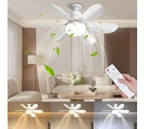 DBFAIRY Griestu ventilators ar apgaismojumu, 40 W 3000 K - 6500 K mazie griestu ventilatori ar tālvadības pulti, 3 krāsas, 3 ātrumi, guļamistabai, virtuvei, birojam, kopmītnei