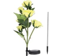 Mikikit Solar Rosenblüten Bodenleuchte Außen Solarbetriebene Gartenlampe Gelb Wetterfest Dekorative LED Solarleuchte für Terrasse Wegbeleuchtung