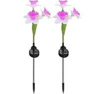 BlissfulAbode Solar-Gartenlichter, Narzissen-Lichter, IP65 wasserdicht, für Außendekoration, automaticisches Ein-/Ausschalten mit Lichtsensor für Hof, Festival, Hochzeit, Party, Dekoration, Rosa, 2